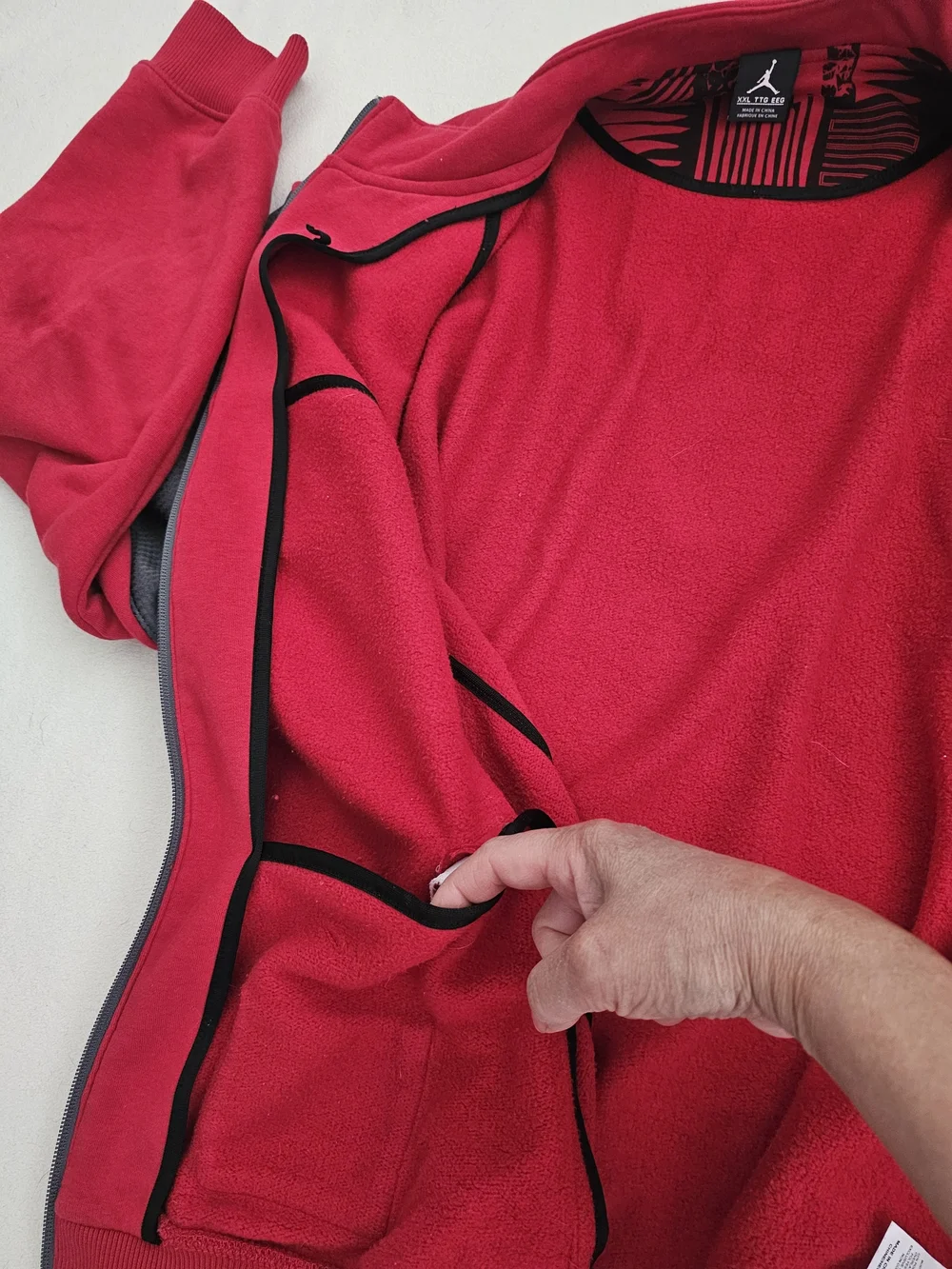 100% AUTHENTIC RARE Jordan Retro IV Fight Track Jacket Sweatshirt Red/Grey Sz2XL